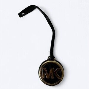 Michael Kors Gold Tone Bag Purse Charm Black Leather Strap Replacement